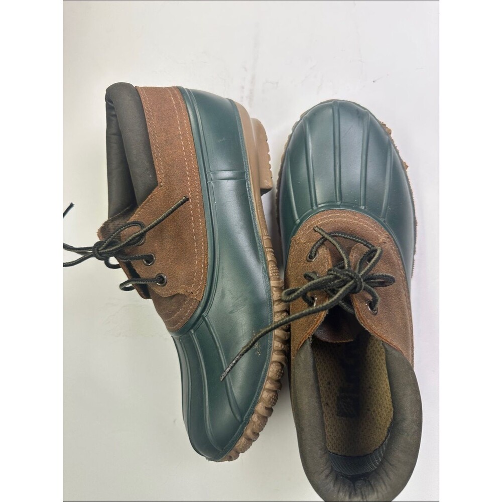 LaCrosse Men's Green Brown Leather & Rubber Duck Ankle Boots, Made in USA Size 8